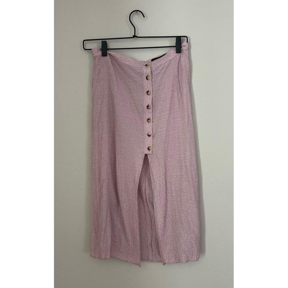 & Other Stories Skirt Size 8 Light Pink‎ Textured Button Front Midi